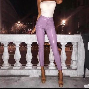 Pastel leather patent pants